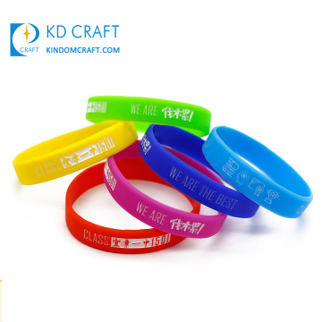 Wholesale no minimum order custom logo color filled rubber bracelet debossed silicone wristband